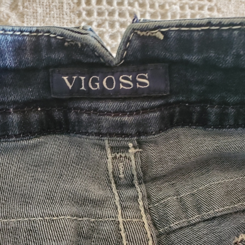 Women's Vigoss size 7/8 dark denim distressed jeans. The Chelsea bootcut. - Picture 15 of 16